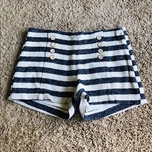 Forever 21 striped sailor shorts in navy and cream